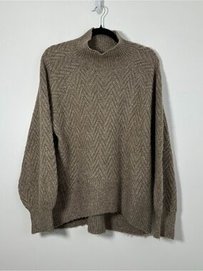 Abercrombie Women’s Cable Knit Mock Neck Sweater Taupe Brown Size L